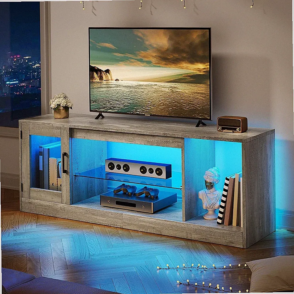 YITAHOME TV Schrank 148 cm RGB LED 22 Modi Glasverstellbar