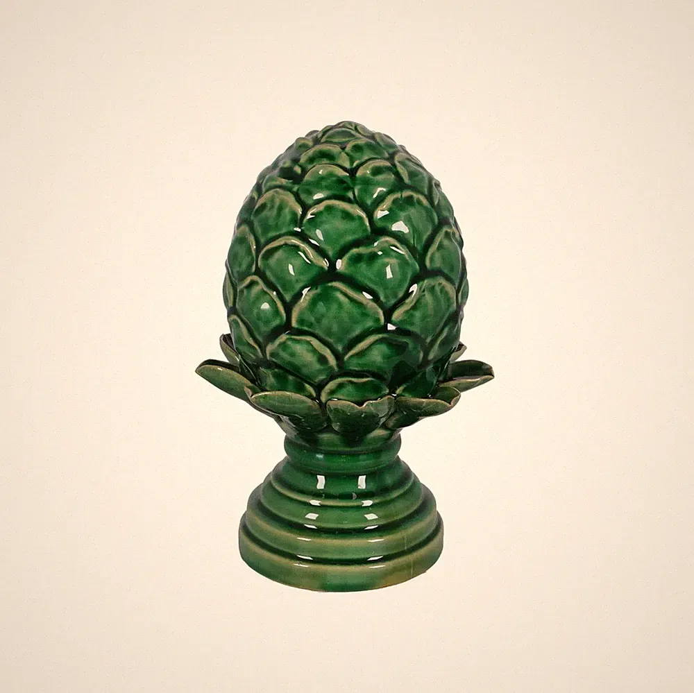Zapfen Keramisch Dekorativ Grün Basis Geschenkidee Möbel Ornament 24 CM