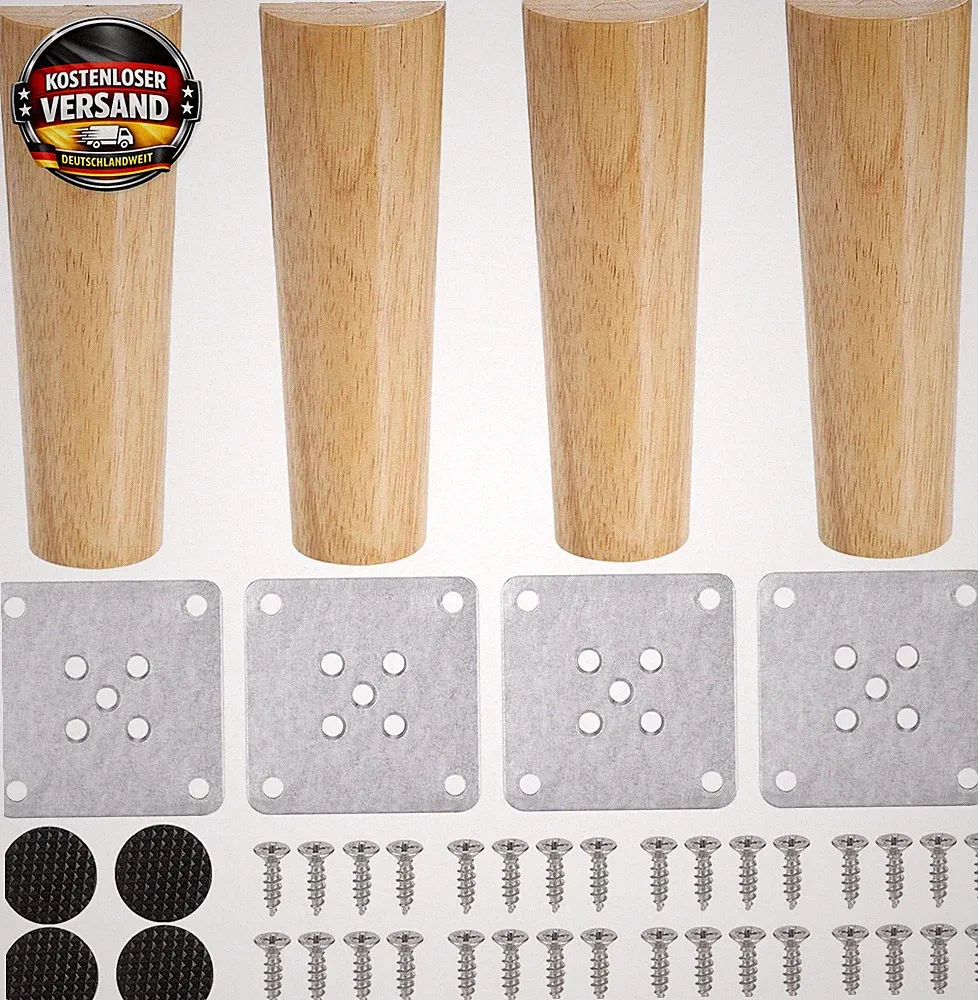 Zocipro 4 Stück Möbelfüße Holz, 15Cm Konisch Eiche Holzfüße Für Möbel, Möbelbein