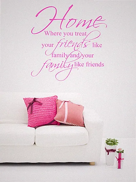 Zuhause Freunde Familie Vinyl Wandaufkleber Zitate Kunst Mural Schwarz Art Deco