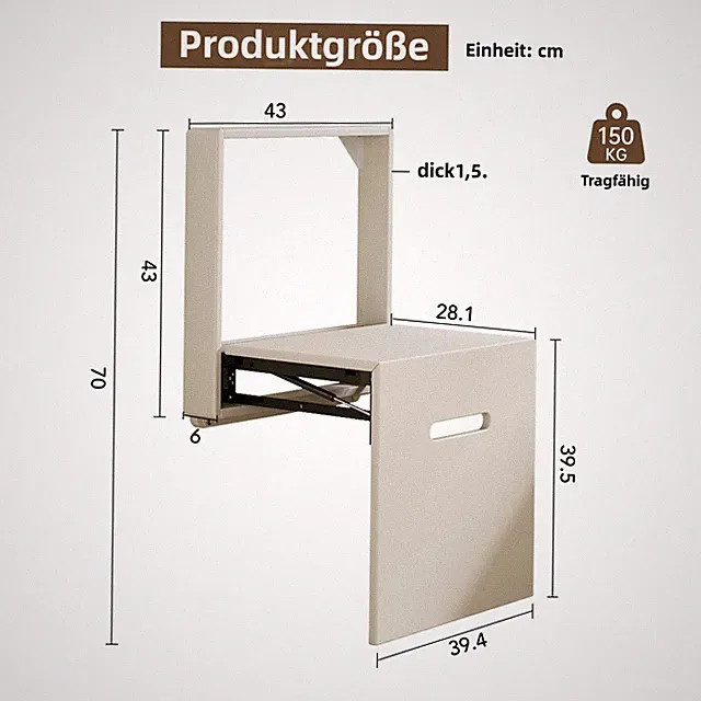 Zusammenklappbare Schuhbank, an der Wand montierter Sitz, Kleine Mängel
