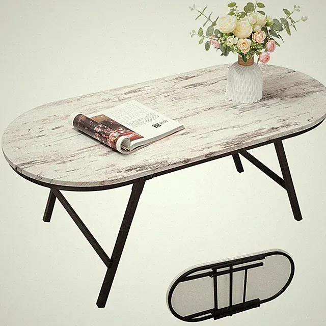 Zusammenklappbarer Kleiner Couchtisch aus Holz, niedriger Couchtisch mit Meta...