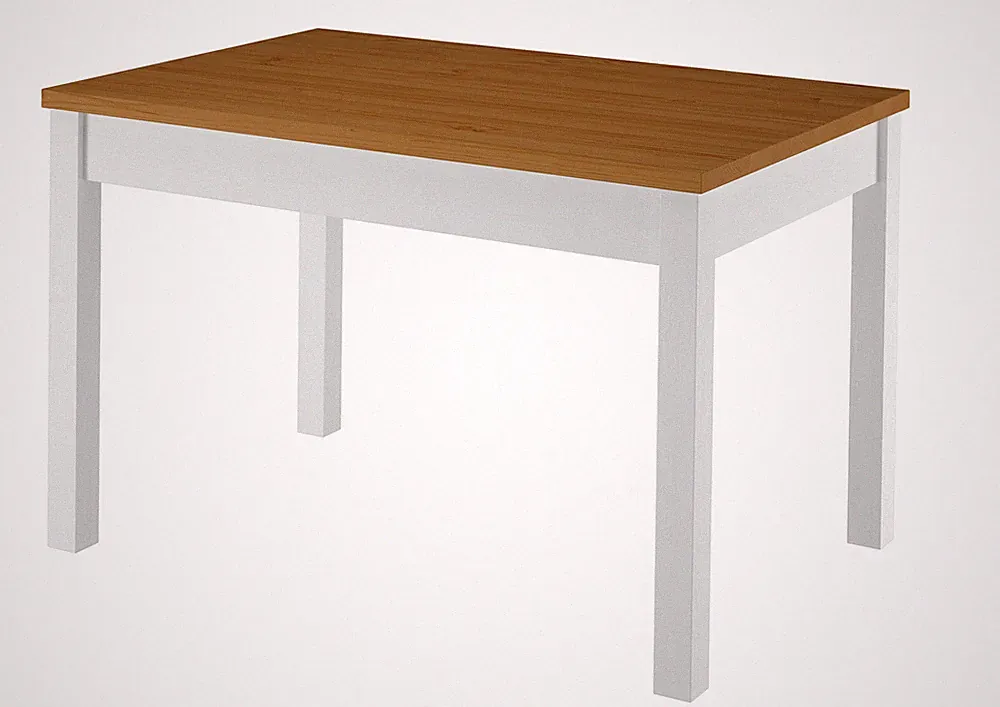 Zweifarbiger Esstisch 80x120 Platte Eicheton Beine weiß Massivholz Jugendzimmer