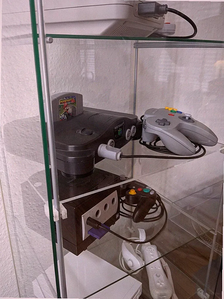 Zwischenboden / Regalboden für ikea DETOLF Vitrine Acryl-Glasplatte mit Halter